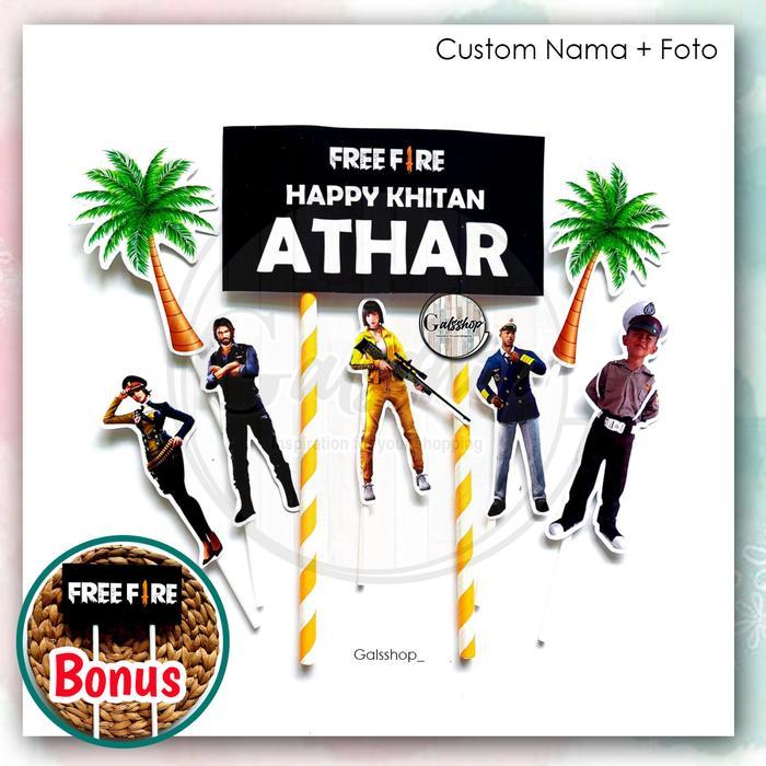 Topper cake karakter / Hiasan kue / Tusukan kue Free Fire