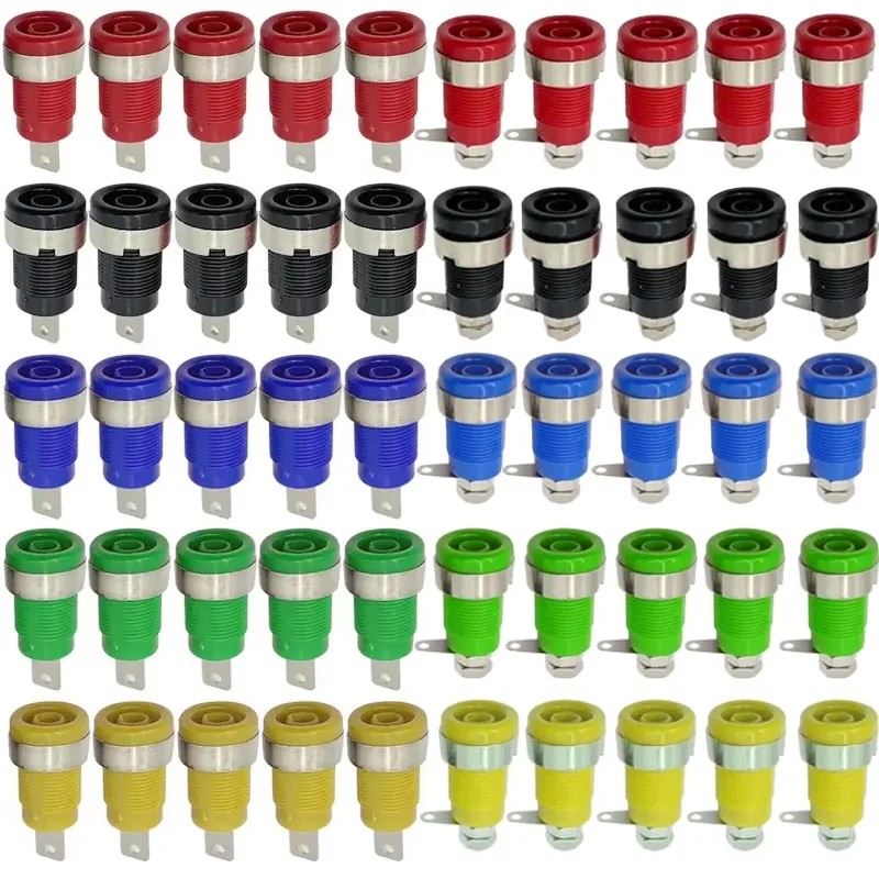 20PCS Insulated Safety 32A 4mm Banana Socket Terminal 5 Colors Female Jack Panel Mount Socket