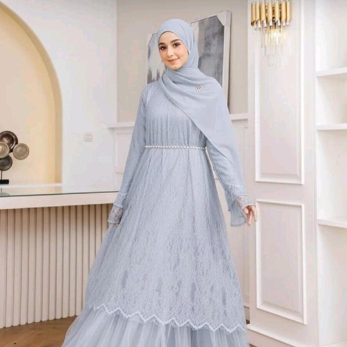 Renjana Dress Velvet Brokat Mewah Gaun Pesta Gamis Muslim Wanita Dress Lebaran 2026 Model Terbaru BY