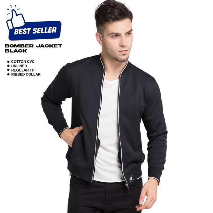 Best Seller D&F Jaket Pria Bomber - Hitam Original