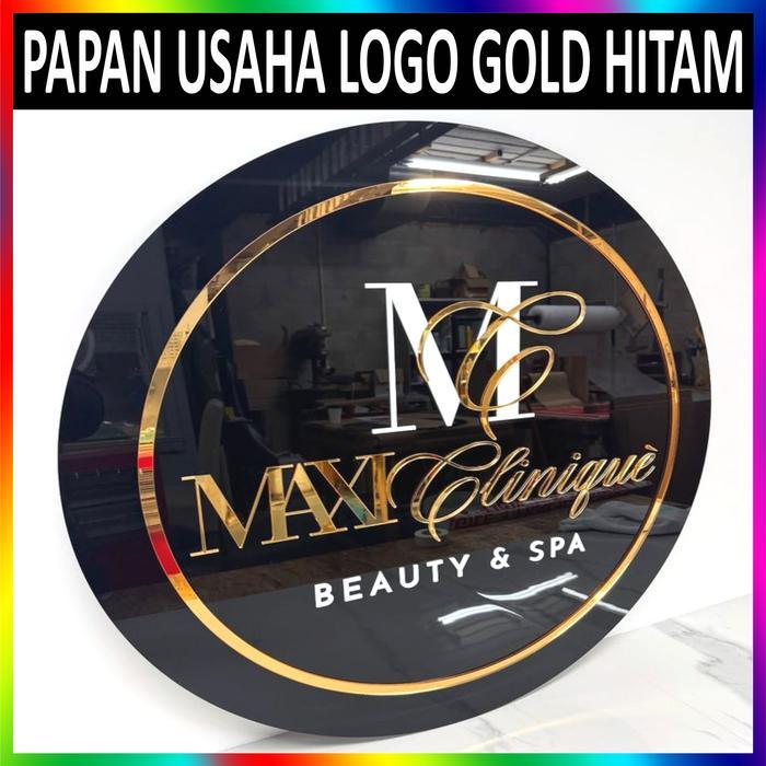 Ready Papan Nama Toko Papan Usaha Bulat HITAM Akrilik CUSTOM Bebas Murah Cepat