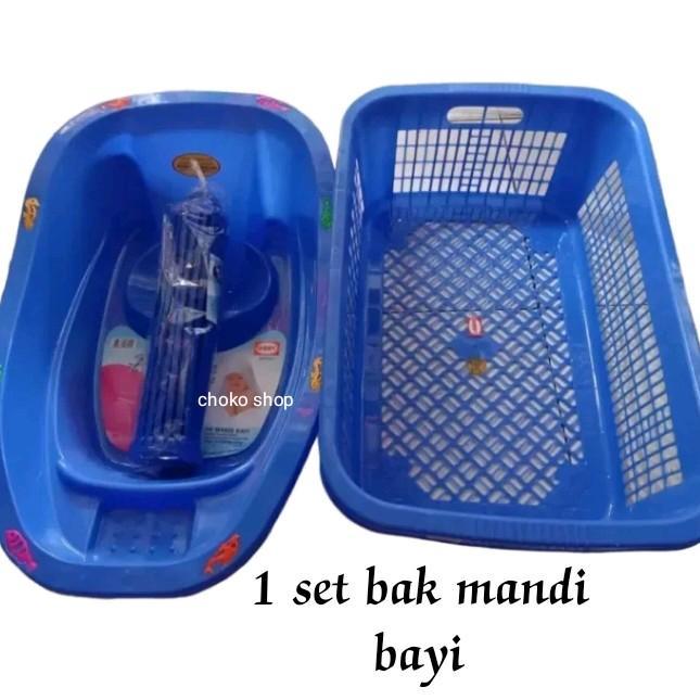 TERLARIS 1 set bak mandi bayi lengkap/bak mandi bayi/keranjang/folding20 stik