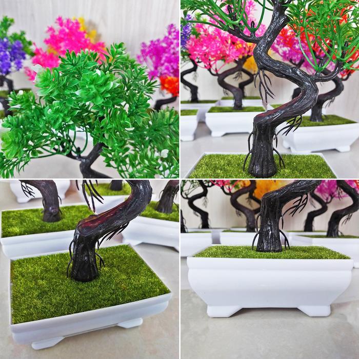 "New" Pohon Bonsai Plastik Tanaman Hias Artificial Pot Bunga Dekorasi Rumah Hiasan Meja Ruang Tamu