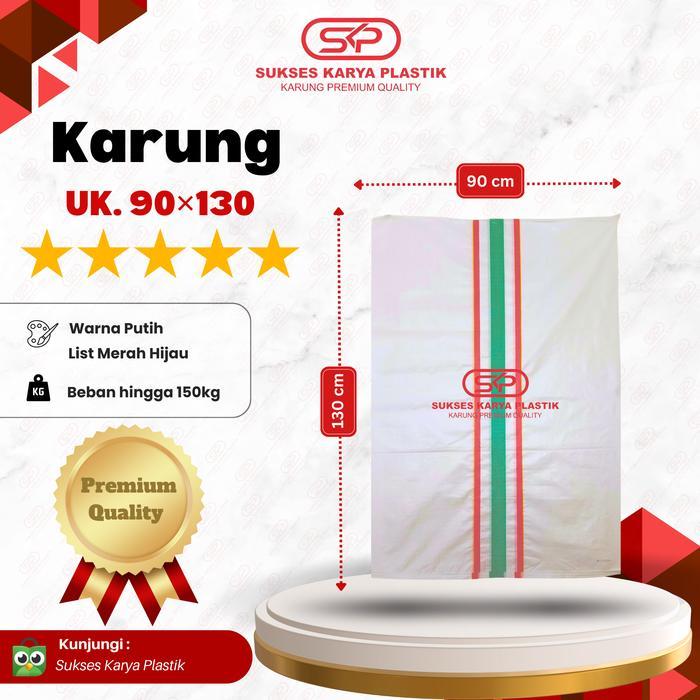 Karung Plastik 90 x 130 cm Kualitas Premium List Tengah (Merah-Hijau-Merah), Karung Plastik 90x130