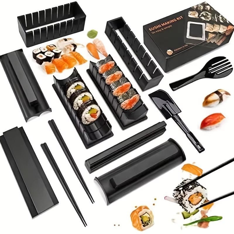1 Set Sushi Making Kit Sushi Maker 10 Pcs Plastic Pum Set Sushi Tool Set Sushi Rice Roll Mold Shapes