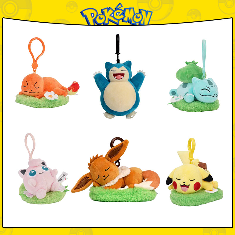 Pokemon Keychain Anime Figure Pikachu Snorlax Bulbasaur Squirt Eevee Charmander Stuffed Doll Pendant