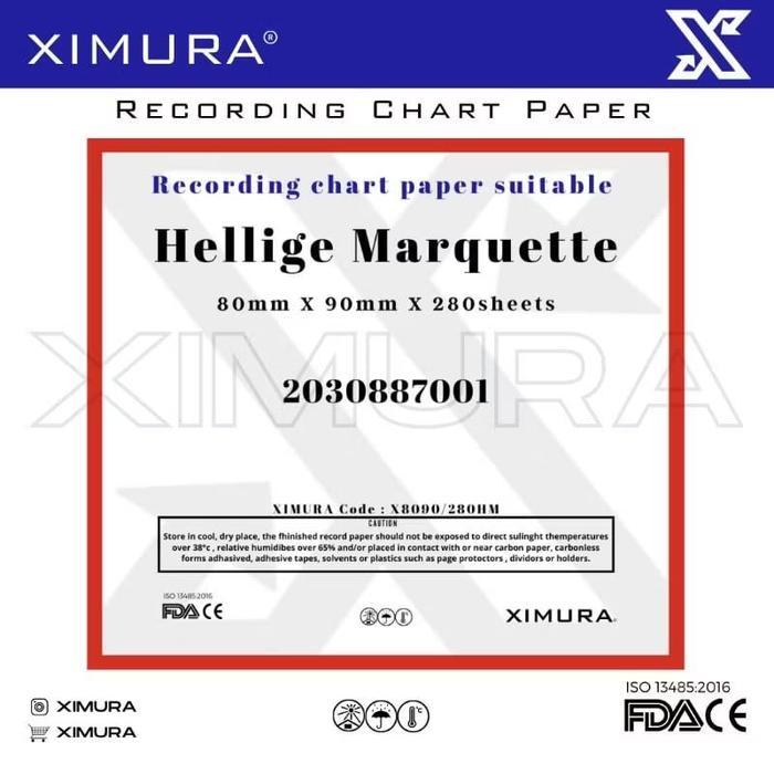 KERTAS EKG ECG HELLIGE MARQUETTE 80MM X 90MM X 280 SHEETS GE MAC 400 MAC 600 2030877-001
