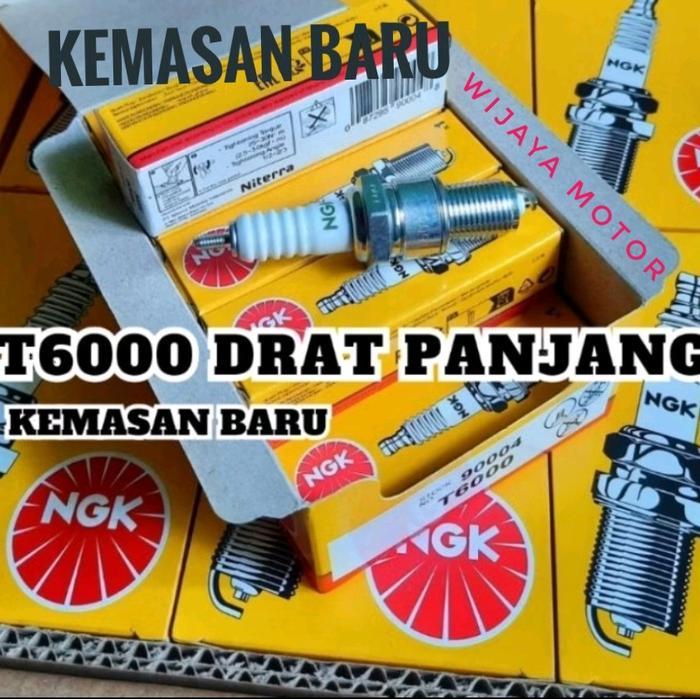 BUSI VESPA NGK T-6000 BP7ES DRAT PANJANG ASLI MOTORCYCLE MESIN GAS