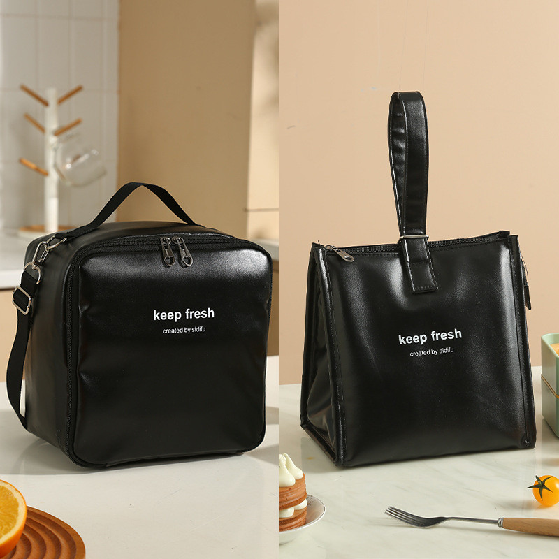 Crossbody Waterproof Lunch Bags PU Leather Food Picnic Lunch Box Insulated Women Cooler Bags Ice