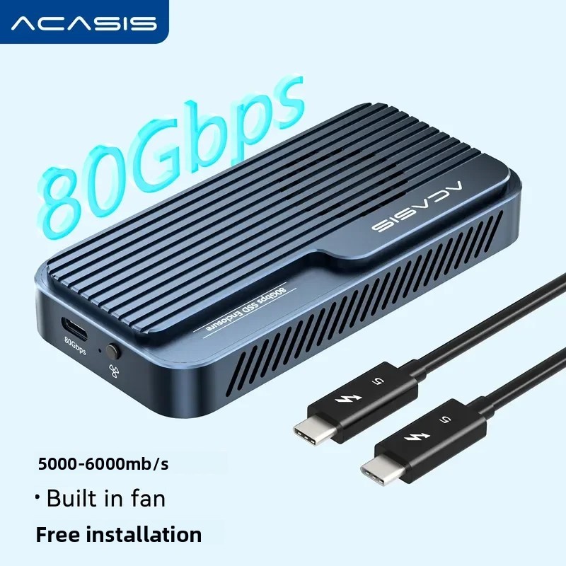 Acasis 80Gb Usb 4 V2 M.2 Nvme Ssd Enclosure With Cooling Fan Jhl9480/Rtl9210 Chip For Tb3/4/5 &