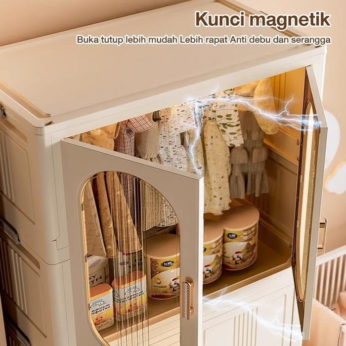Ekstra Besar 70Cm Lemari Pakaian Plastik Lemari Susun Lemari Rak Susun Kapasitas Besar Storage