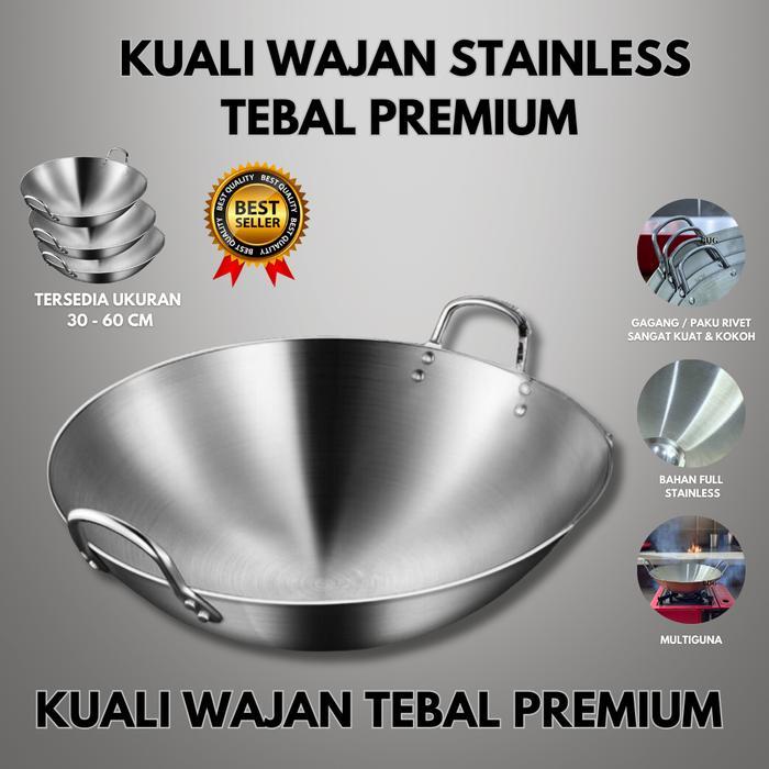 Wajan Stainless steel, Anti Karat dan Lengket/wajan/Wajan penggorengan stainless steel tebal dengan