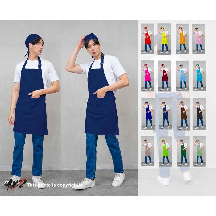 Apron celemek polos navy apron barista celemek barista bisa di custom