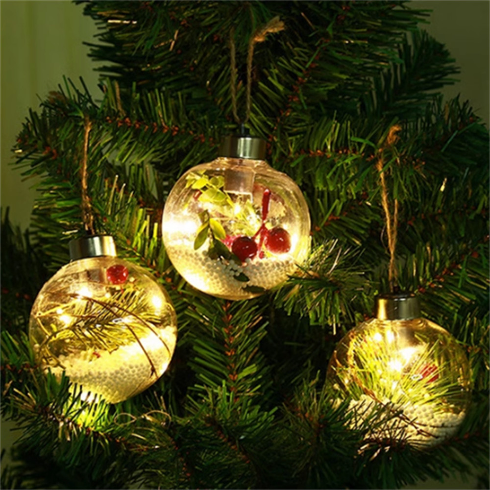 8cm Christmas LED Ball Christmas Tree Hanging Ornament Decoration Pendant Light Bulb Transparent