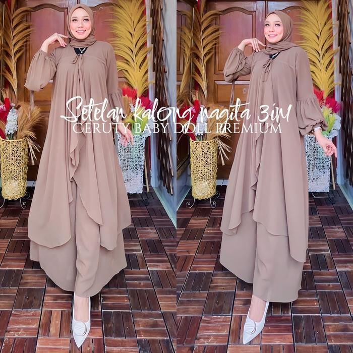 Setelan kalong nagita satu set jilbab ,PAKAIAN MUSLIMAH TERBARU ,outer ,KARDIGAN,CELANA KULOT PALAZO