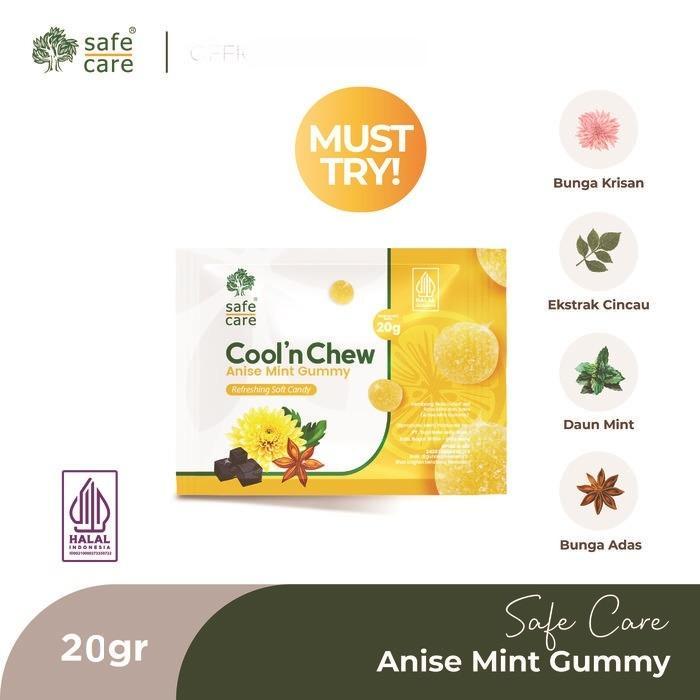 "New" SAFE CARE PERMEN ANISE MINT GUMMY 20 GR / SAFE CARE COOL'N N CHEW ANISE MINT GUMMY