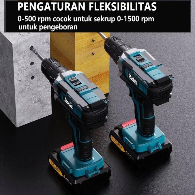 Terlaris Makita 766V Mesin Bor Listrik Bor Baterai Cordless Drill 10Mm Set Mesin Bor Tangan Baterai