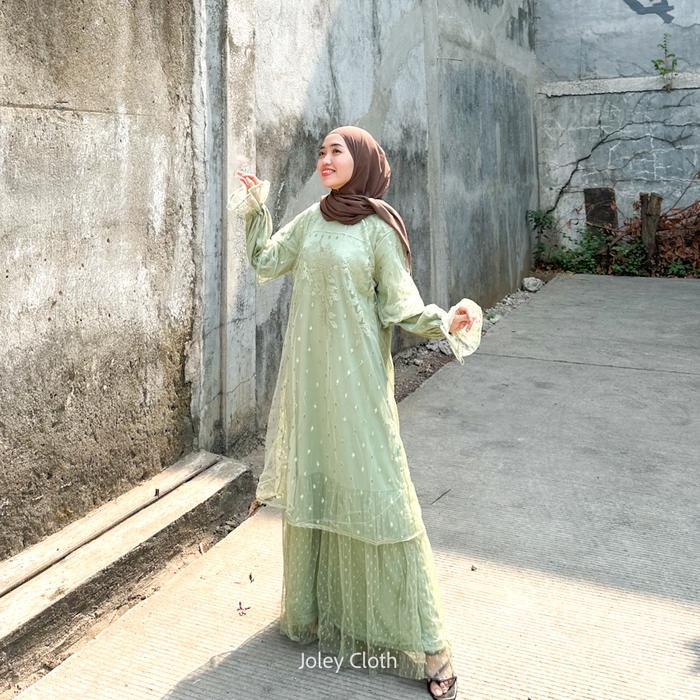 Joley Cloth - Clarissa Dress Brucat ( Free Kerudung ) Muslimah Baju Kondangan Gamis Pesta Muslim