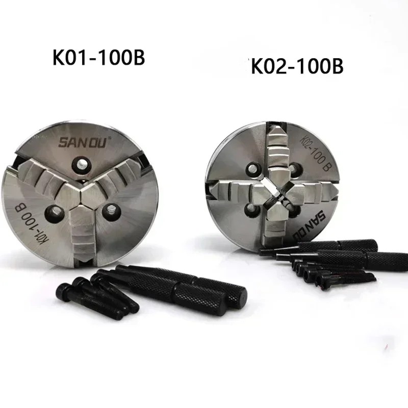 Sanou Miniature hand-tight chuck 3 jaw 4 jaw small chuck K01-100 K02-100 miniature hand-tight