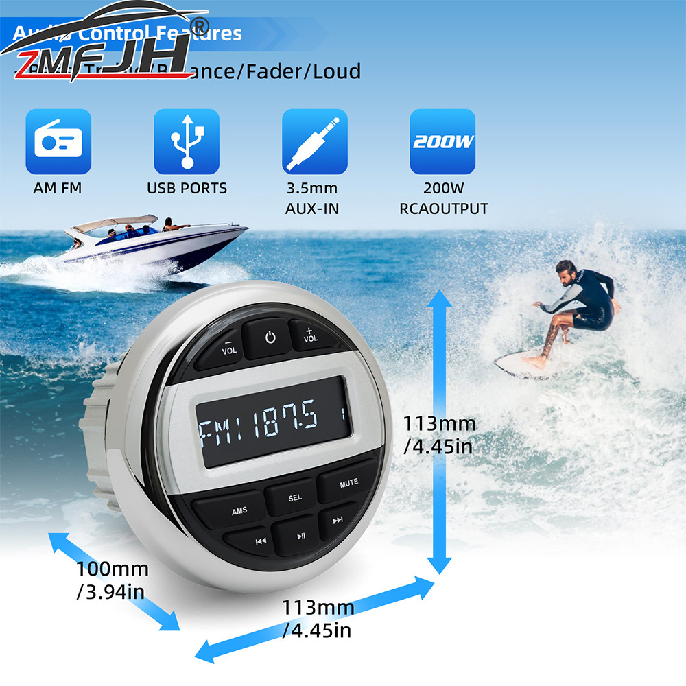 Terbaik Marine Radio Stereo MP3 Media Player Waterproof  Bluetooth-compatible FM AM Radio Receiver F