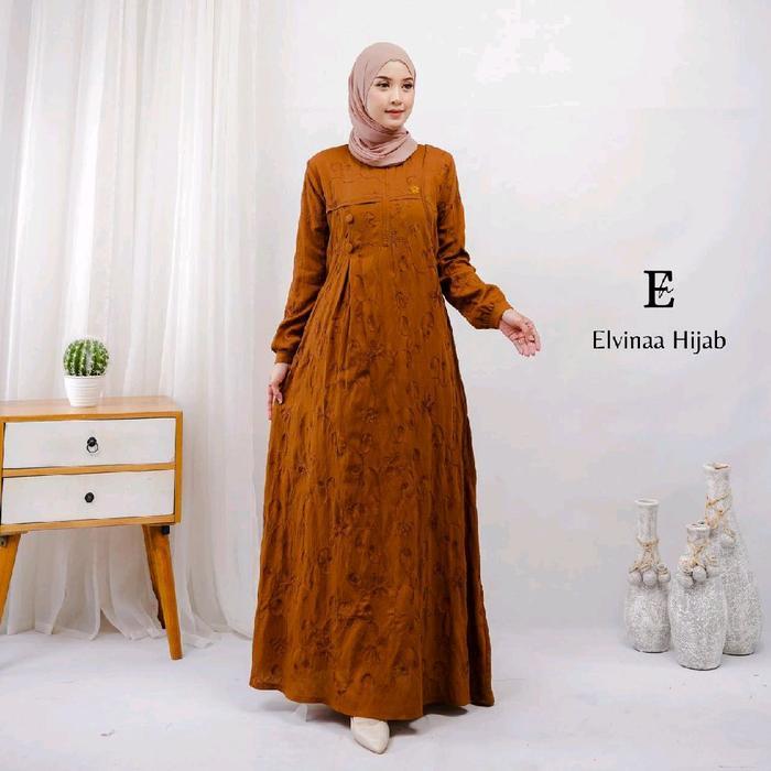 Kaluna Dress Gamis Polo Linen Bordir Premium Terlaris