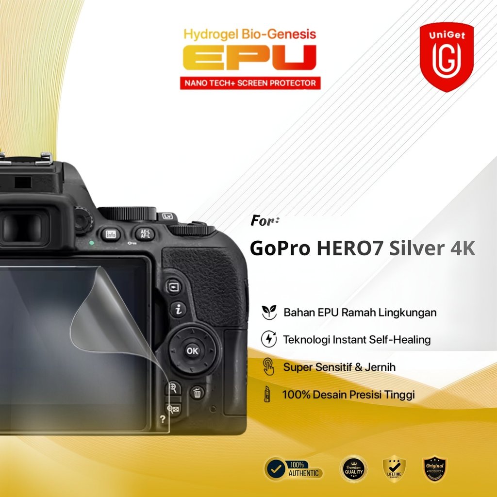 UniGet BIO-HYDRO EPU Hydrogel Pelindung Layar for GoPro HERO7 Silver 4K Deluxe Anti Scratch Crystal 
