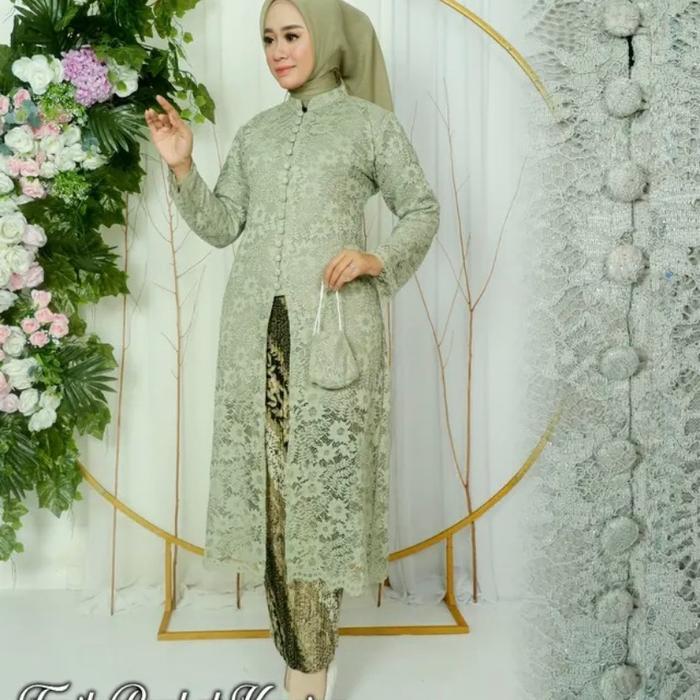 Set Tunik Kancing Brukat Ld 130 Cm Free Masker/Tunik Kancing Depan/Tunik Pesta Jumbo