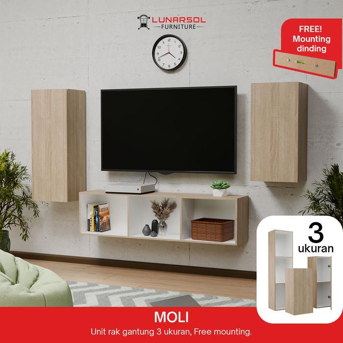 Informa - LUNARSOL Furniture MOLI Lemari Gantung Ambalan Gantung Kayu Pajangan Pintu Laci