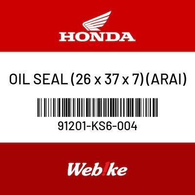 Oil Seal (26 X 37 X 7) (Arai) 91201-Ks6-004 Cr125 Honda
