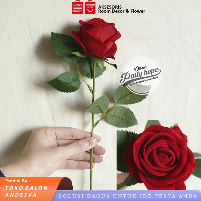 "New" bunga mawar merah / bunga plastik tanaman hias artificial mawar merah