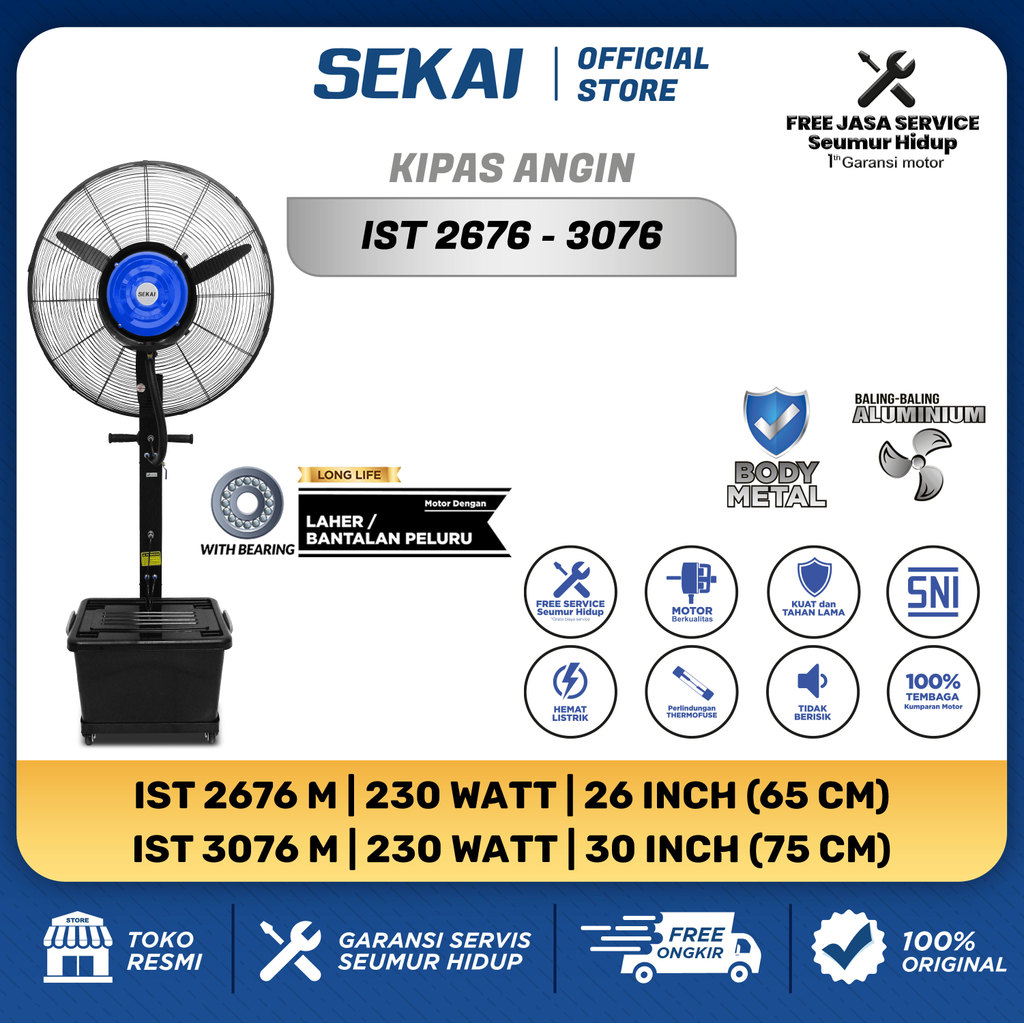 SEKAI Kipas Angin Air Embun / Kipas Angin Uap / Misty Fan 26 Inch - IST 2676