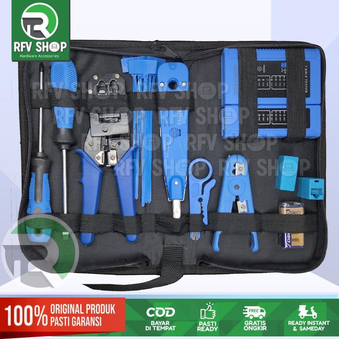PAKET TOOLKIT 7 IN 1 NETWORK CABLE REPAIR TOOL KIT SET TESTER GT-580