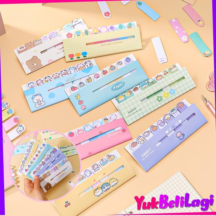 YBL-kertas Tempelan Catatan Lembar Pembatas Buku Karakter Hewan Lucu Plastik Memo Note Paper