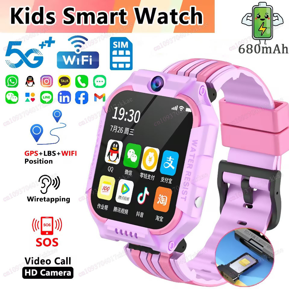 New Kids 5G Smart Watch SOS GPS+BDS/GLONASS Location Phone Call Camera Child Smartwatch 1.83 Inch