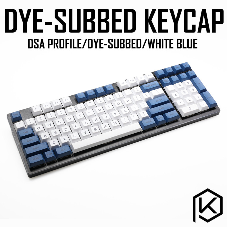 dsa white blue colorway Dye Sub Keycap Set PBT plastic for keyboard gh60 xd60 xd84 cospad tada68 rs9