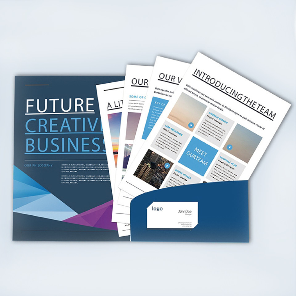 Custom LOGO Thick Paper Pocket File Folder for Presentation Document Storage Office Supply A4 A5 Car