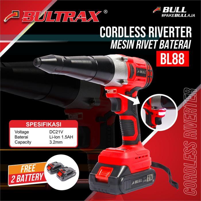 Bull mesin rivet baterai cordless riveter alat paku rivet BL88 baterai