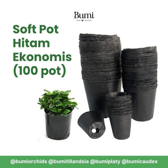 SOFT POT HITAM (100 pot) EKONOMIS 1.5 3.5 3.8 4.0 5.0 fleksibel ringan