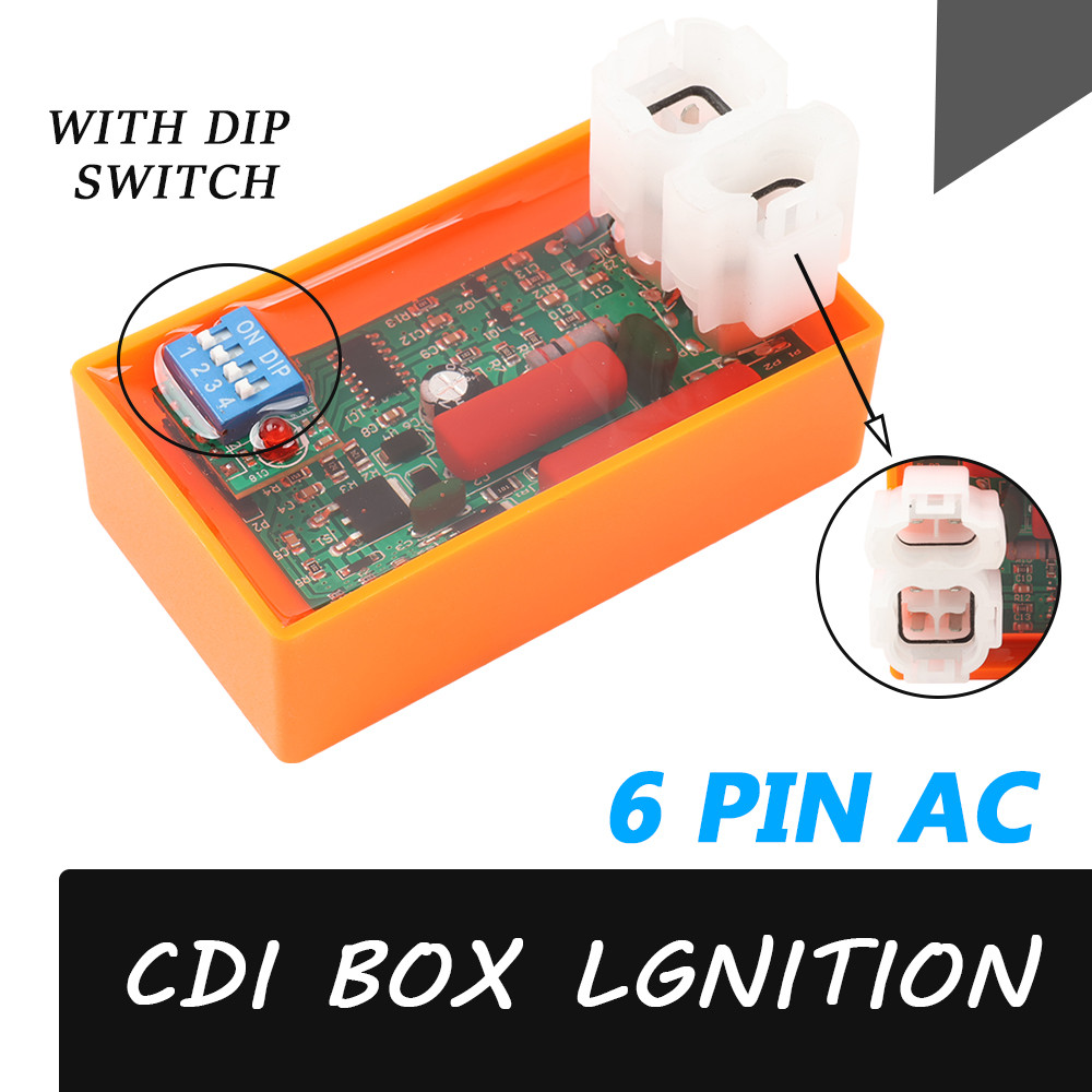 6 Pin Motorcycle Ignition Ignite System Unit AC CDI Box With DIP Switch For GY DM 200 YABEN 50 XR250