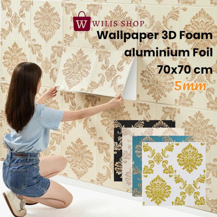 Wallpaper 3D FOAM / Wallpaper Dinding 3D Motif Foam Batik Bunga More High Quality / wallfoam