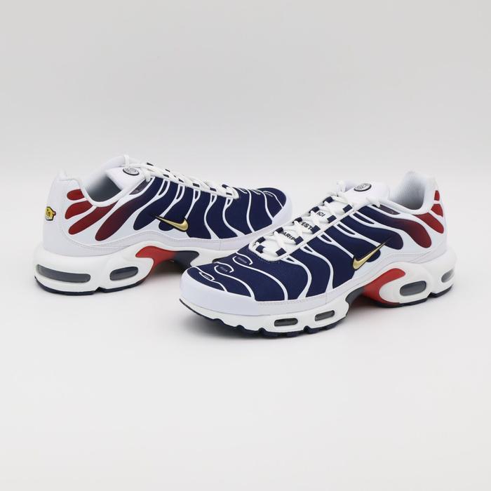 READY NIKE AIR MAX PLUS TN PSG 'WHITE/MIDNIGHT NAVY/UNIVERSITY RED/METALLIC GOLD' PROMO BIG SALE