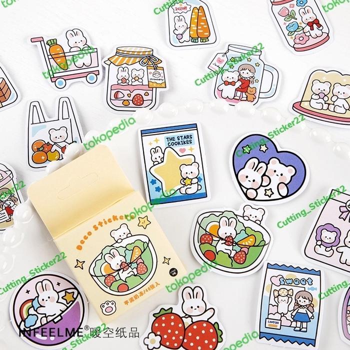 45 PCS CUTE STICKER SET GRILL FLOWER STICKER JOURNAL BOOK DECOR