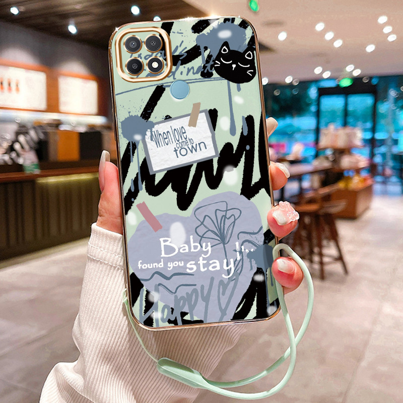 Casing Hp Untuk OPPO A15 A15s A35 Case Stiker Makmur Rumit Elektro Plating Cesing silikon Kasing Sof