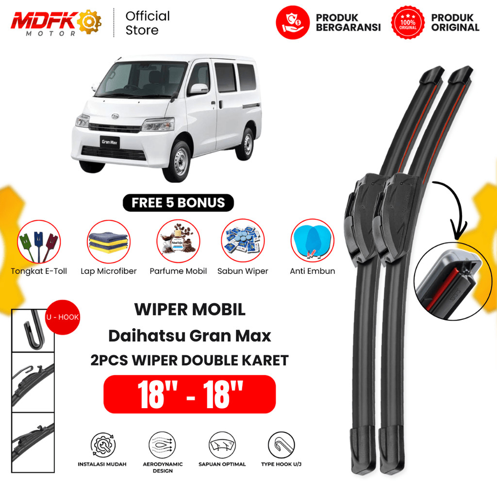 Wiper Daihatsu Grand Max Dual Kaca Depan Mobil Free 5 Bonus