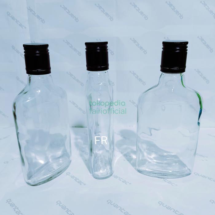 Botol kaca gepeng 200ml botol oval 250ml tutup segel alumunium panjang