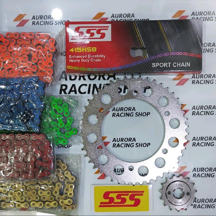 Gear Set Sss 415 New R15 V3 & Rantai Sss 415 Hsb Colour Series