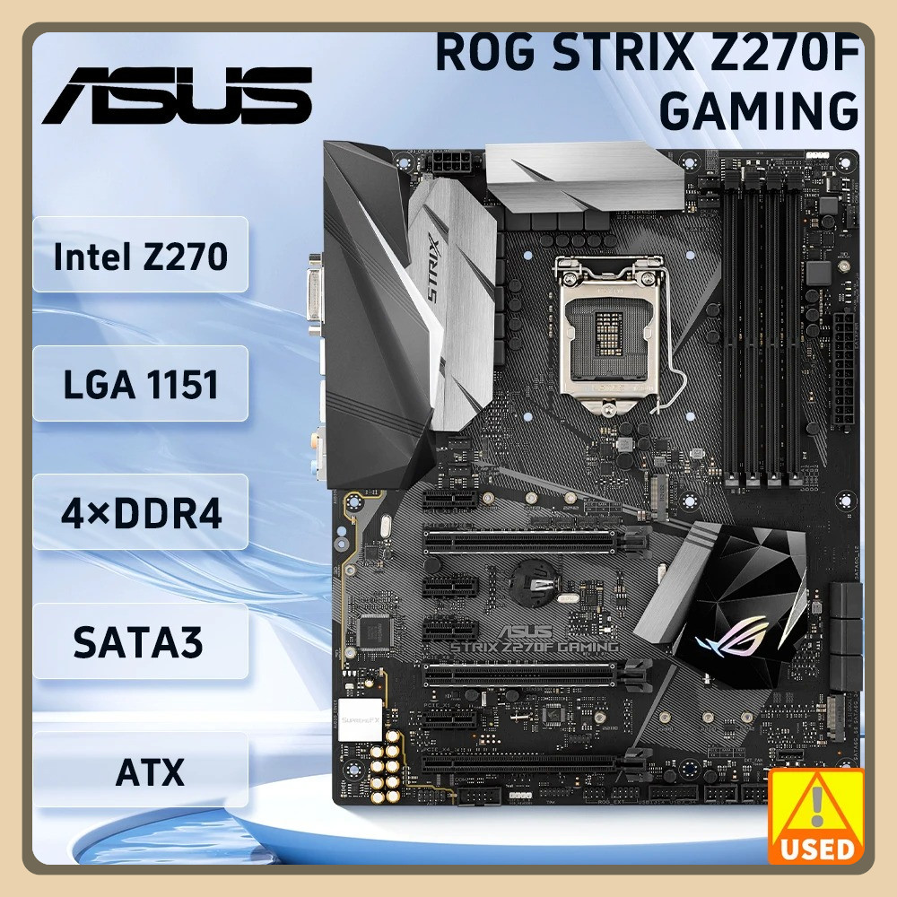Used ASUS ROG STRIX Z270F GAMING Motherboard Intel Z270 LGA 1151 DDR4 64GB M.2 support i3-6100