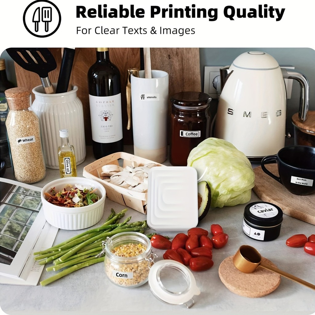 Marklife M1 Portable Label Maker Wireless Inkless Printer Compatible with Smartphones for Kitchen
