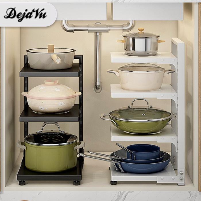 DEJAVU Rak Dapur Bawah Meja Rak Panci Rak Susun Stainless Wajan HRM159