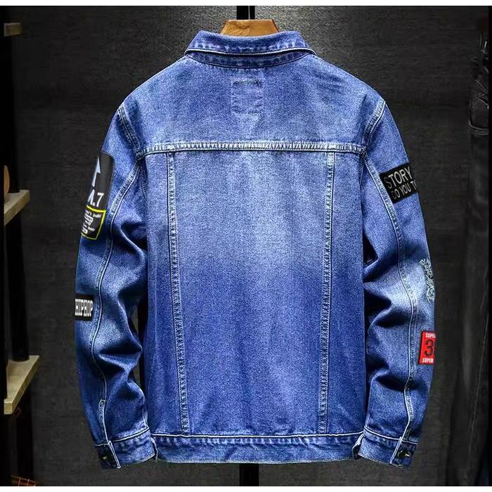 Jaket Jeans Denim Hiphop Sandwash Casual Pria Wanita